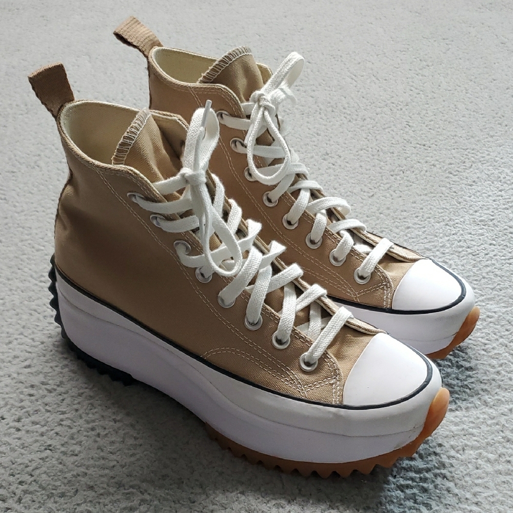 Converse Women's Beige High-Top Platform Sneakers with Chunky Tread Size 8.5 - Picture 3 of 13